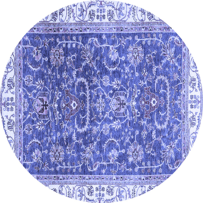 Round Oriental Blue Traditional Rug, abs2981blu