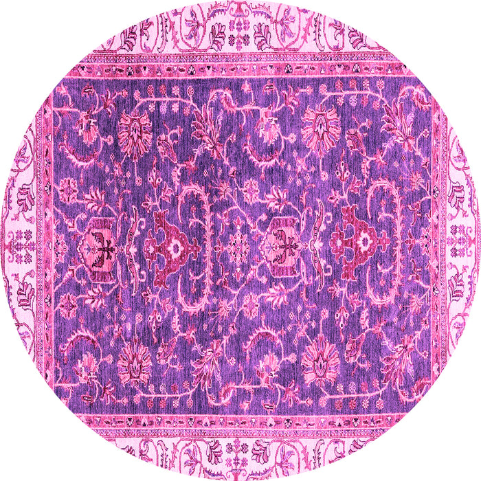 Round Machine Washable Oriental Pink Traditional Rug, wshabs2981pnk