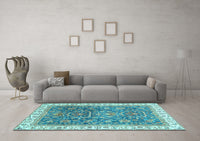 Machine Washable Oriental Light Blue Traditional Rug, wshabs2981lblu