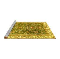 Sideview of Machine Washable Oriental Yellow Traditional Rug, wshabs2981yw