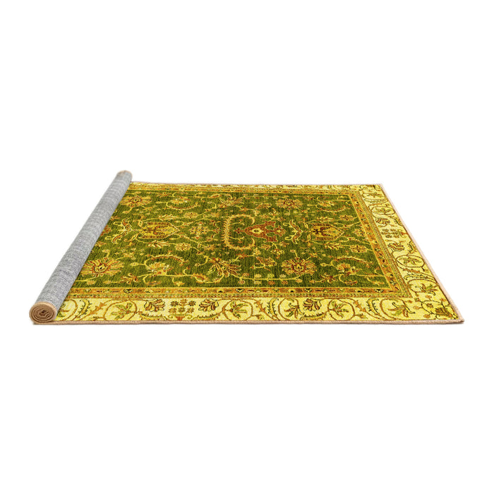 Sideview of Machine Washable Oriental Yellow Traditional Rug, wshabs2981yw