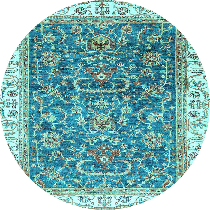 Round Oriental Light Blue Traditional Rug, abs2981lblu