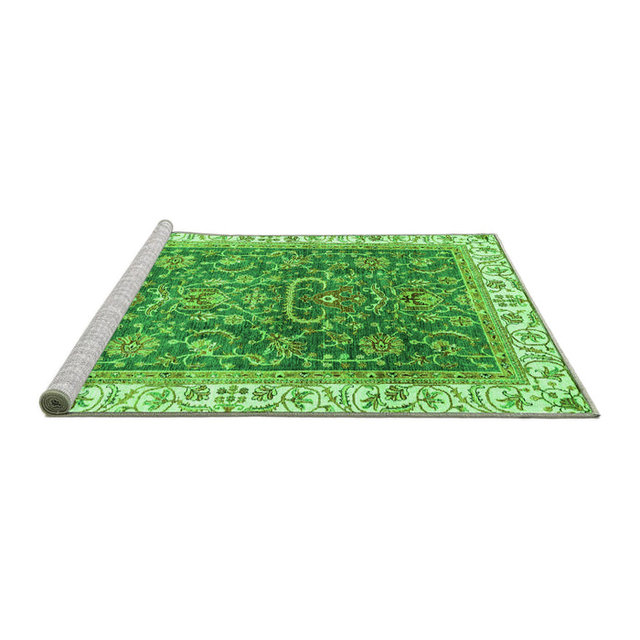 Sideview of Machine Washable Oriental Green Traditional Area Rugs, wshabs2981grn