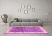 Machine Washable Oriental Pink Traditional Rug in a Living Room, wshabs2981pnk
