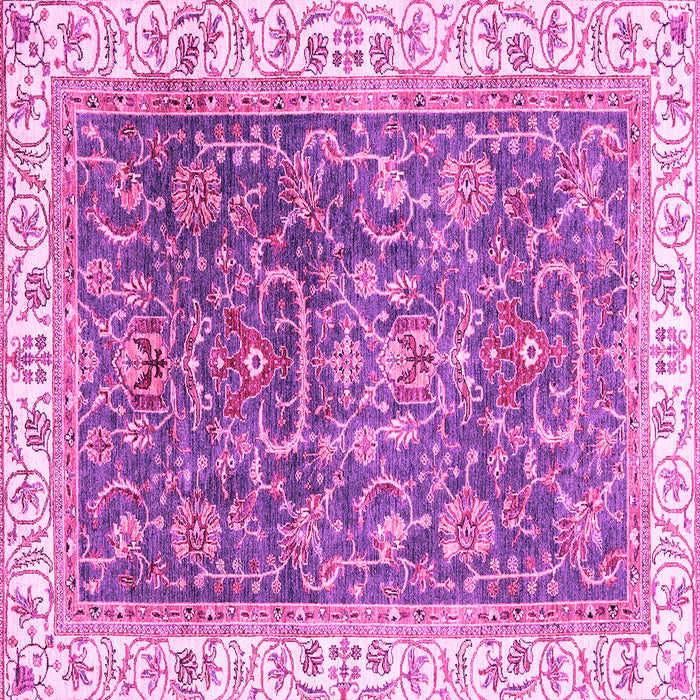 Square Machine Washable Oriental Pink Traditional Rug, wshabs2981pnk