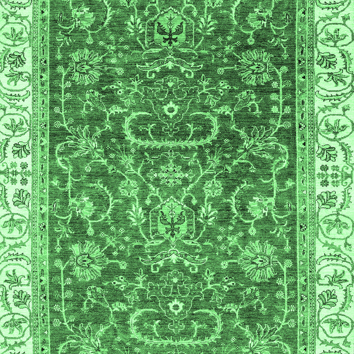 Machine Washable Oriental Emerald Green Traditional Area Rugs, wshabs2981emgrn