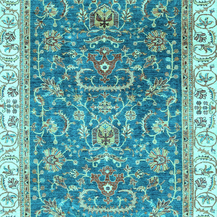 Machine Washable Oriental Light Blue Traditional Rug, wshabs2981lblu