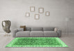 Machine Washable Oriental Emerald Green Traditional Area Rugs in a Living Room,, wshabs2981emgrn