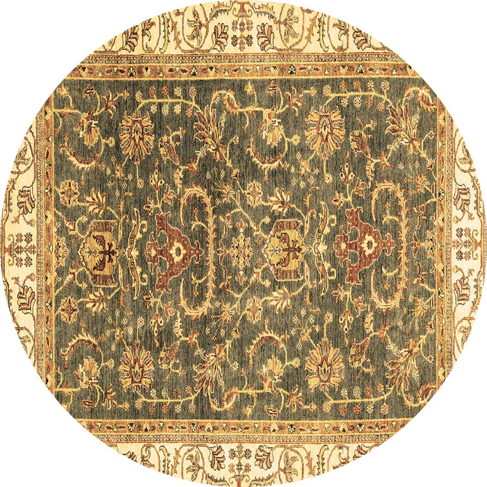 Round Machine Washable Oriental Brown Traditional Rug, wshabs2981brn