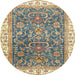 Round Abstract Puce Purple Oriental Rug, abs2981