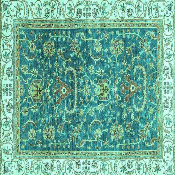 Square Machine Washable Oriental Turquoise Traditional Area Rugs, wshabs2981turq