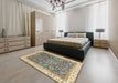 Abstract Puce Purple Oriental Rug in a Bedroom, abs2981