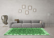 Machine Washable Abstract Emerald Green Modern Area Rugs in a Living Room,, wshabs2982emgrn