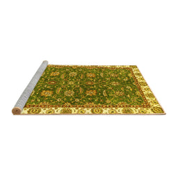 Sideview of Machine Washable Abstract Yellow Modern Rug, wshabs2982yw