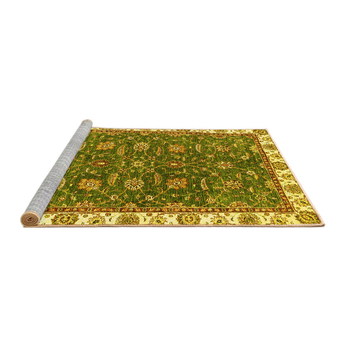 Sideview of Machine Washable Abstract Yellow Modern Rug, wshabs2982yw