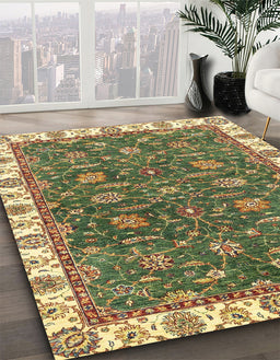 Abstract Avocado Green Modern Rug in Family Room, abs2982