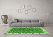 Machine Washable Abstract Green Modern Area Rugs in a Living Room,, wshabs2982grn