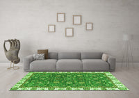 Machine Washable Abstract Green Modern Rug, wshabs2982grn