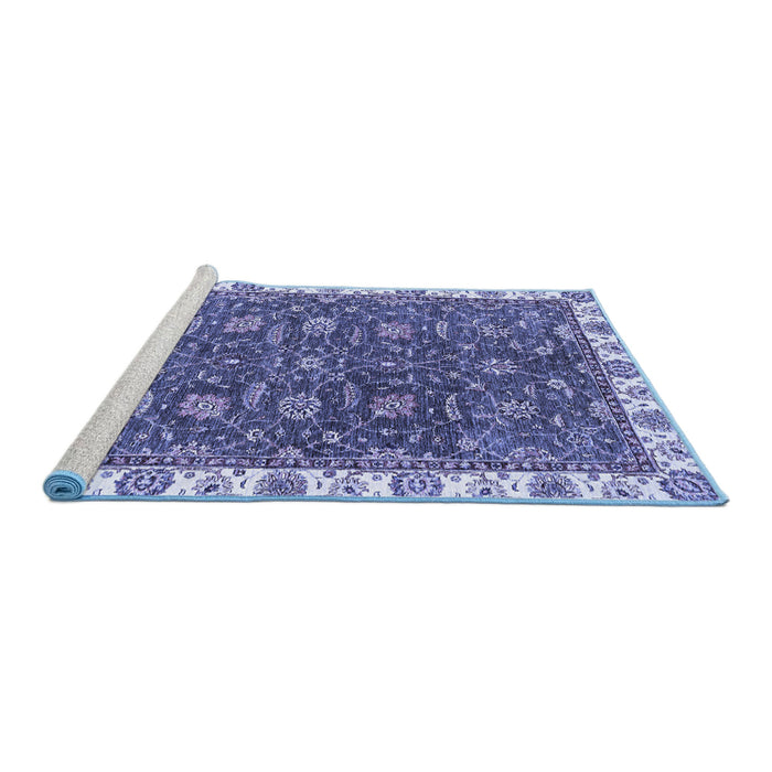 Sideview of Machine Washable Abstract Blue Modern Rug, wshabs2982blu