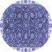 Round Abstract Blue Modern Rug, abs2982blu