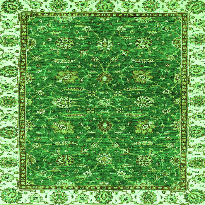 Square Machine Washable Abstract Green Modern Area Rugs, wshabs2982grn