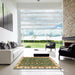 Square Abstract Avocado Green Modern Rug in a Living Room, abs2982