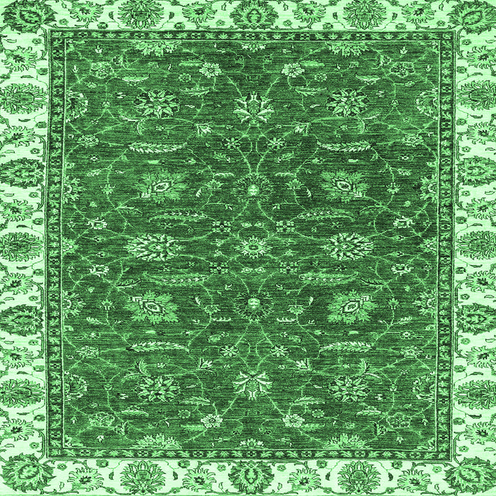 Square Machine Washable Abstract Emerald Green Modern Area Rugs, wshabs2982emgrn