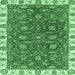 Square Machine Washable Abstract Emerald Green Modern Area Rugs, wshabs2982emgrn