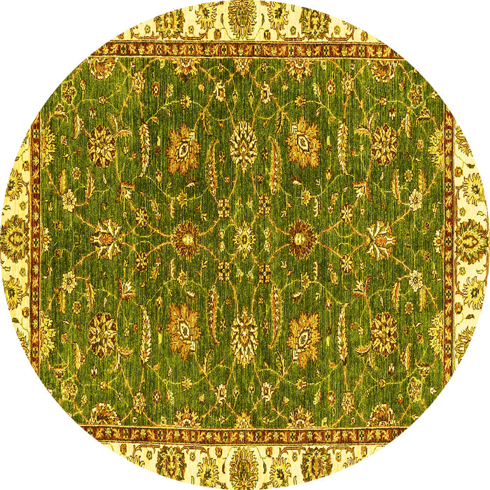 Round Machine Washable Abstract Yellow Modern Rug, wshabs2982yw