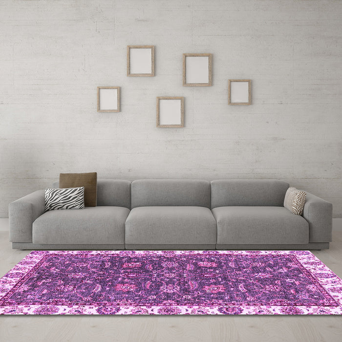 Machine Washable Abstract Purple Modern Area Rugs in a Living Room, wshabs2982pur