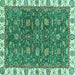 Square Abstract Turquoise Modern Rug, abs2982turq