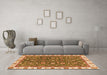 Machine Washable Abstract Orange Modern Area Rugs in a Living Room, wshabs2982org