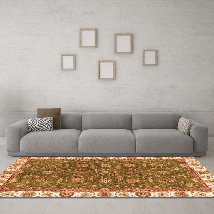 Machine Washable Abstract Orange Modern Area Rugs in a Living Room, wshabs2982org