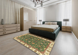 Abstract Avocado Green Modern Rug in a Bedroom, abs2982