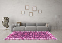 Machine Washable Abstract Pink Modern Rug, wshabs2982pnk