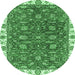 Round Abstract Emerald Green Modern Rug, abs2982emgrn