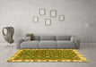 Machine Washable Abstract Yellow Modern Rug in a Living Room, wshabs2982yw