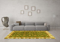 Machine Washable Abstract Yellow Modern Rug, wshabs2982yw