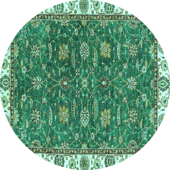 Round Machine Washable Abstract Turquoise Modern Area Rugs, wshabs2982turq