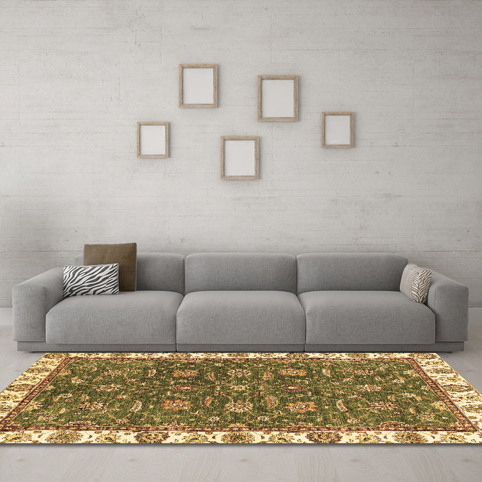 Machine Washable Abstract Brown Modern Rug in a Living Room,, wshabs2982brn
