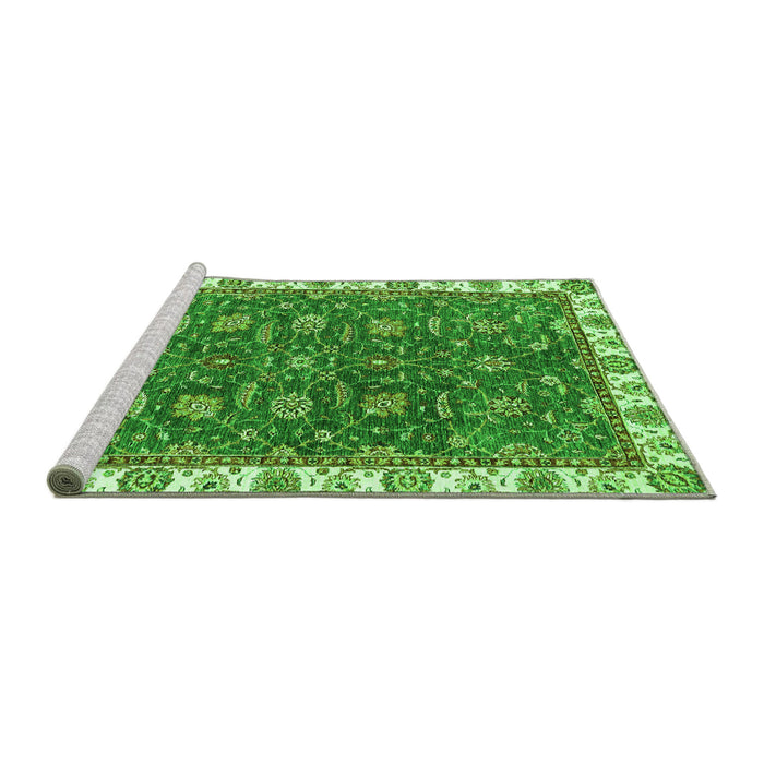 Sideview of Machine Washable Abstract Green Modern Area Rugs, wshabs2982grn