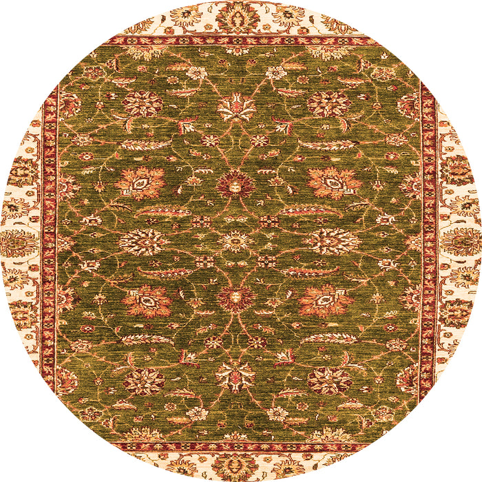 Round Machine Washable Abstract Orange Modern Area Rugs, wshabs2982org