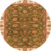 Round Machine Washable Abstract Orange Modern Area Rugs, wshabs2982org