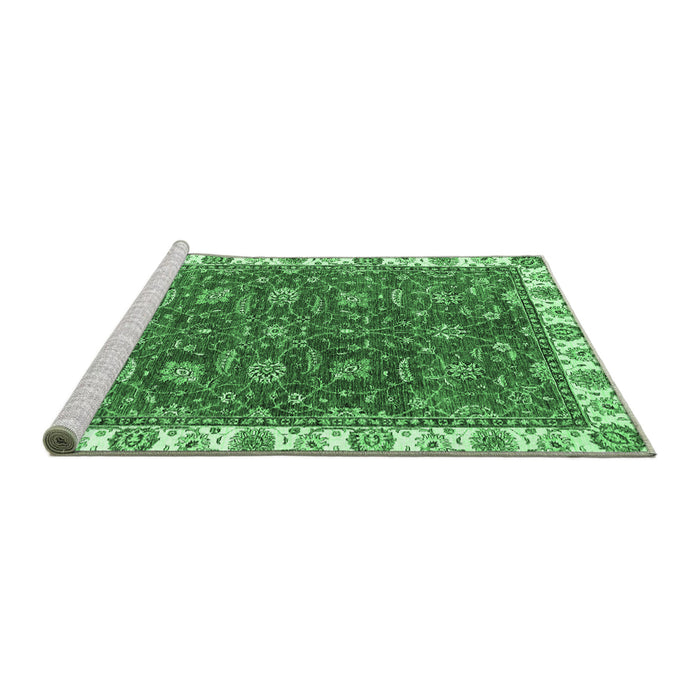 Sideview of Machine Washable Abstract Emerald Green Modern Area Rugs, wshabs2982emgrn
