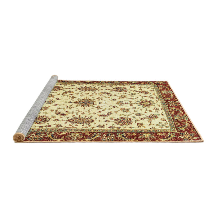 Sideview of Machine Washable Abstract Mustard Yellow Rug, wshabs2983