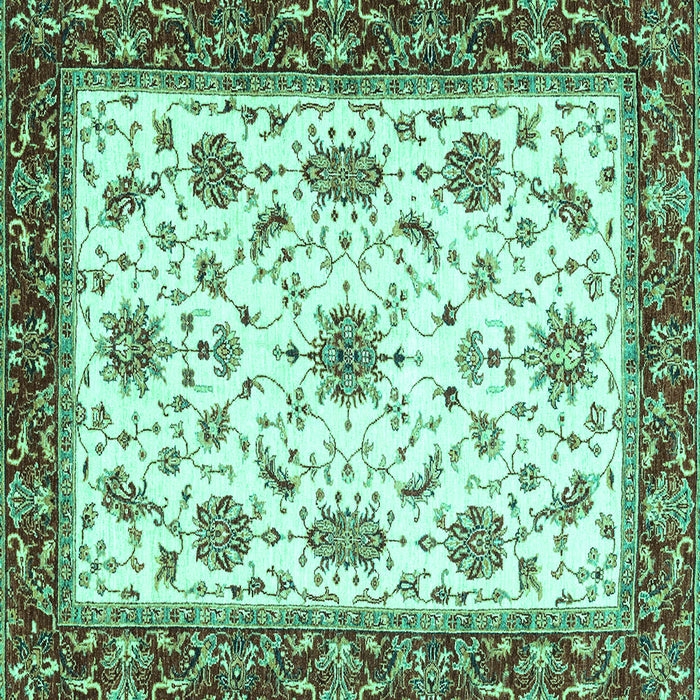 Square Machine Washable Abstract Turquoise Modern Area Rugs, wshabs2983turq
