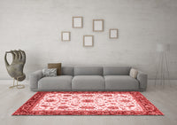 Machine Washable Abstract Red Modern Rug, wshabs2983red