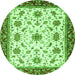 Round Abstract Green Modern Rug, abs2983grn