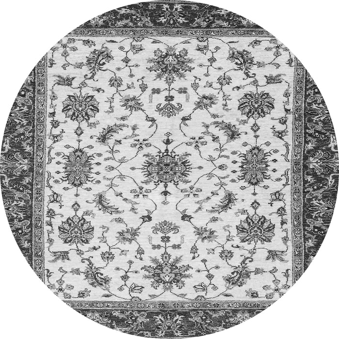 Round Machine Washable Abstract Gray Modern Rug, wshabs2983gry