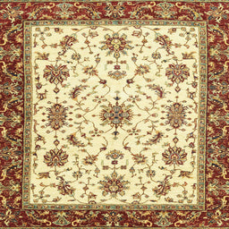 Square Abstract Mustard Yellow Modern Rug, abs2983